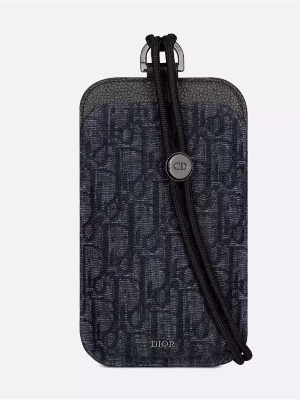 Dior Oblique Phone Pouch Black Jacquard Calfskin 2ESKH460YSE unisex